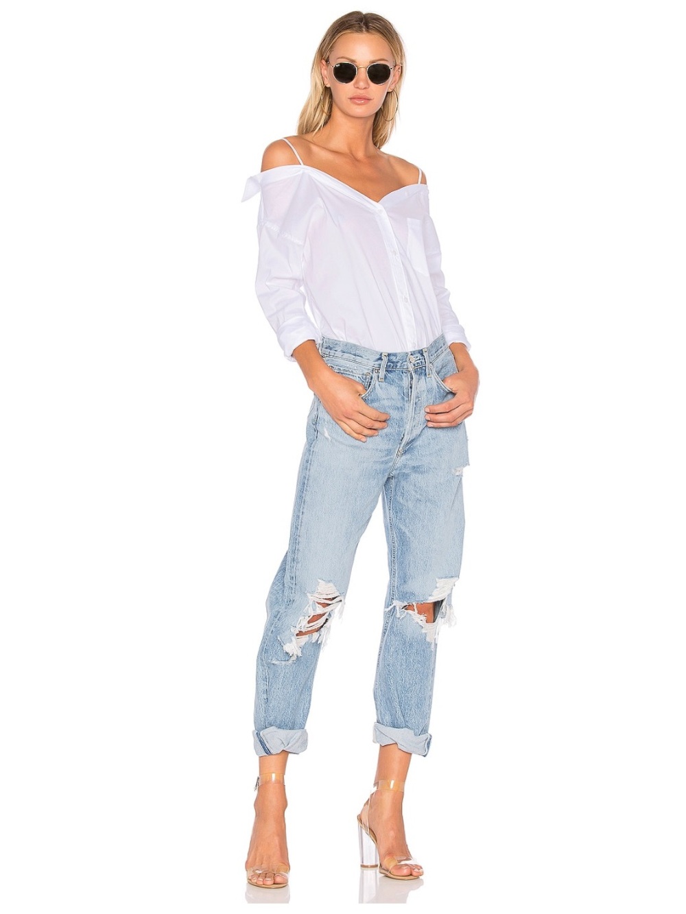 AGOLDE 90's Mid Rise Loose Fit Ripped Jeans (Size 29)